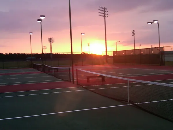 Sunset over the courts at Frank Brown Park