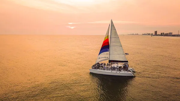 Island Time Sailing catamaran off Shell Island