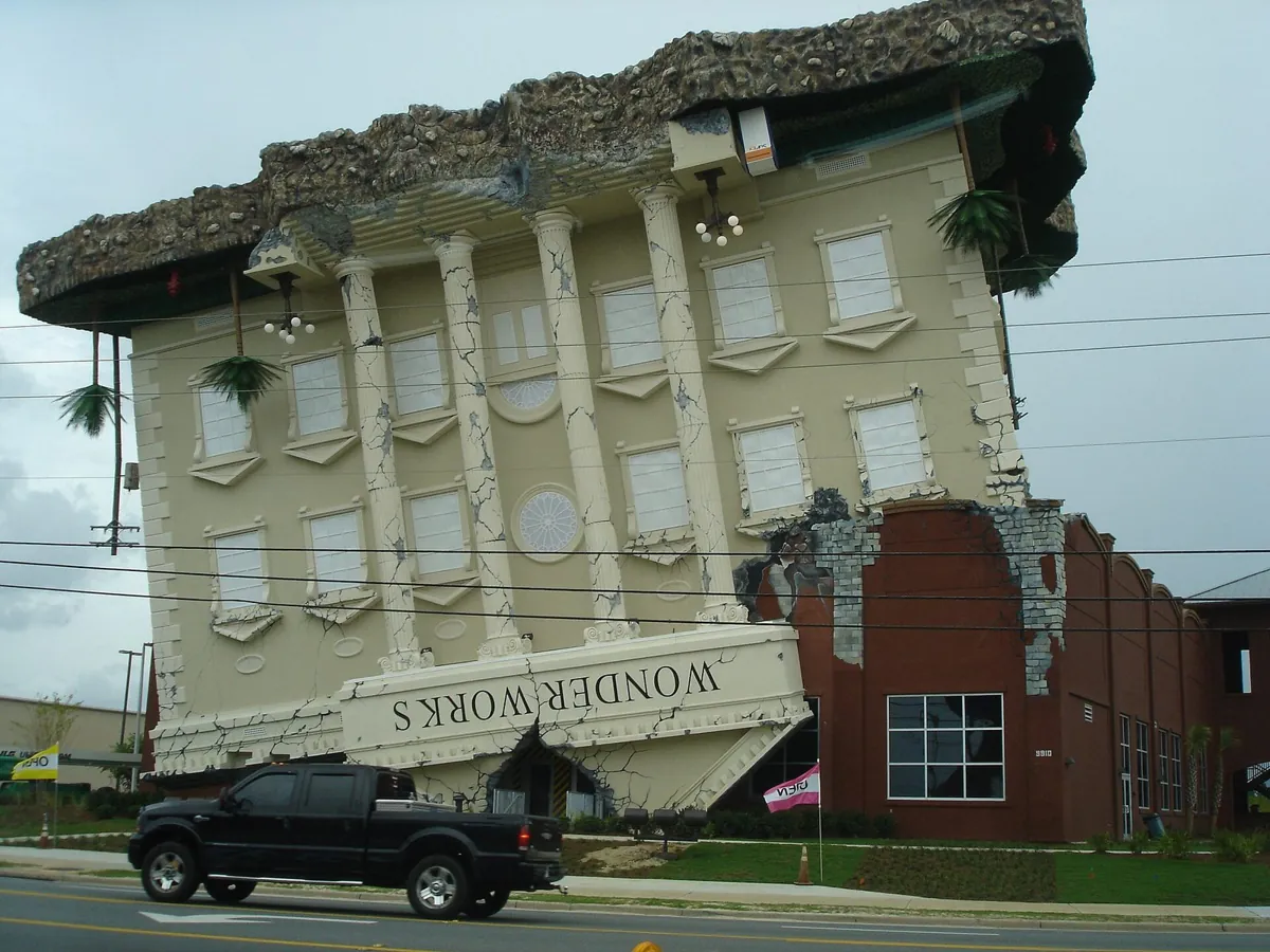 The upside-down WonderWorks building on Front Beach Road