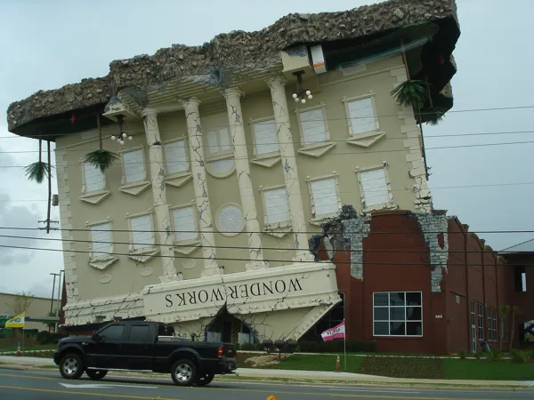 The upside-down WonderWorks building on Front Beach Road