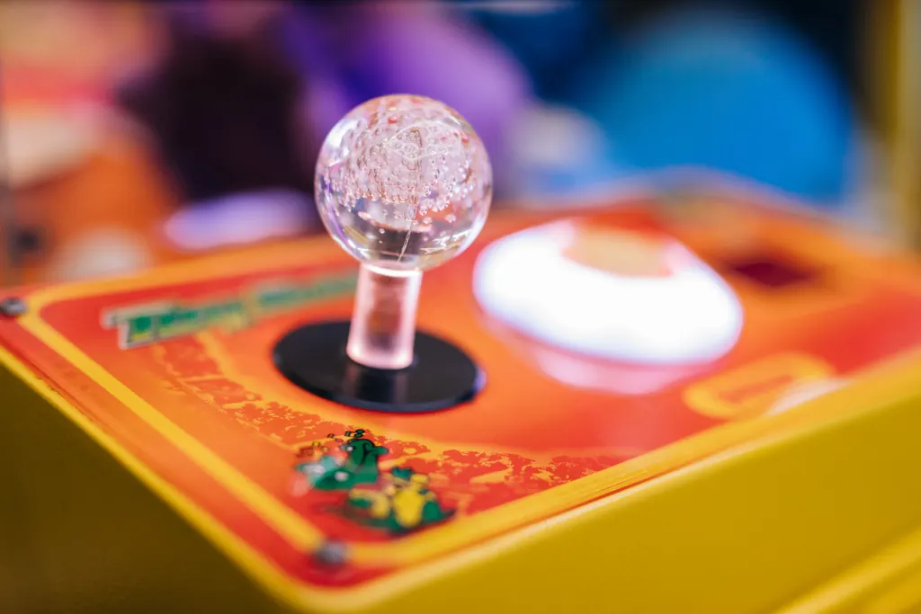 Arcade joystick close-up
