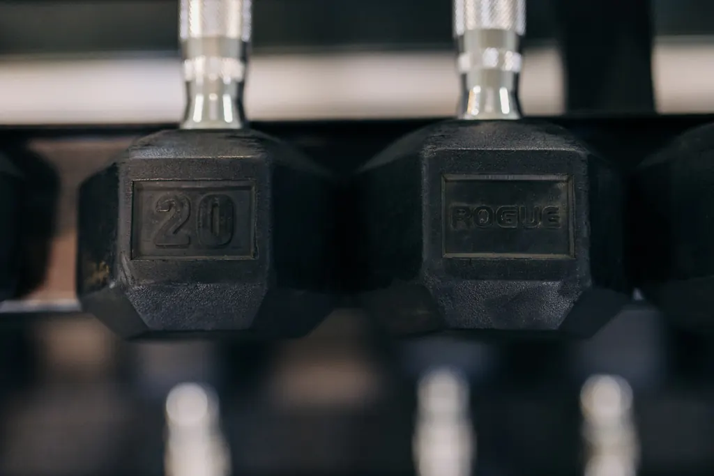 Dumbbell rack in the fitness center